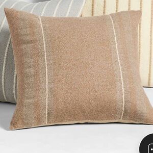Crate & Barrel Selma Wool Blend Stripe Throw Pillow Cover-tan w/grey stripes